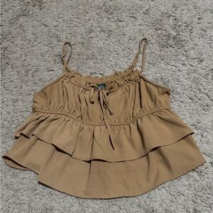 wild fable Tan Tiered Ruffle Spaghetti Strap Cami